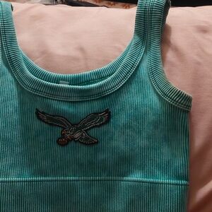 Zenana Outfitters Aqua Ribbed Tank with Embroidered Patch